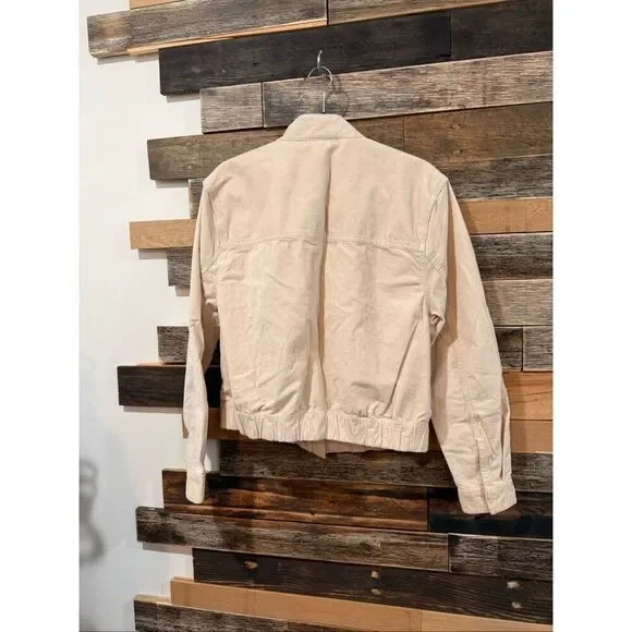 PACT Womens Modern Corduroy Bomber Jacket Sandshell Beige Size L - Picture 3 of 9